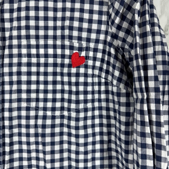 Old Navy Womens The Classic Shirt M Navy Plaid Long Sleeve Button Up - Picture 5 of 5